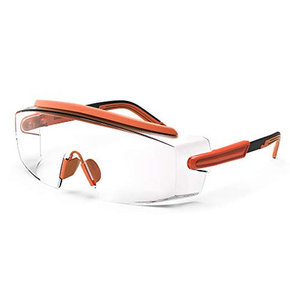 Anti Fog Safety Glasses Safety Goggles Over Glasses Protective Glasses with Anti Scratch Lenses Adjustable - color: Orange