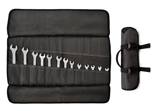 Under NY Sky Tool Roll Organizer, Heavy-Duty Wrench Bag, Portable Hand Tool Pouch for Mechanics, Electricians, and Hand Tools - color: 24 Slots Gray