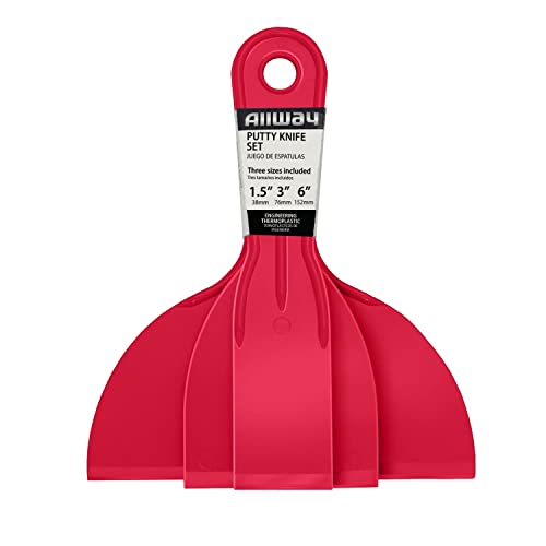 ALLWAY DS-3PK 3-Piece Celcon Plastic Putty Knife Set, 1-1/2", 3", 6", Two versions Random Shipment - size: 1-1/2", 3", 6"