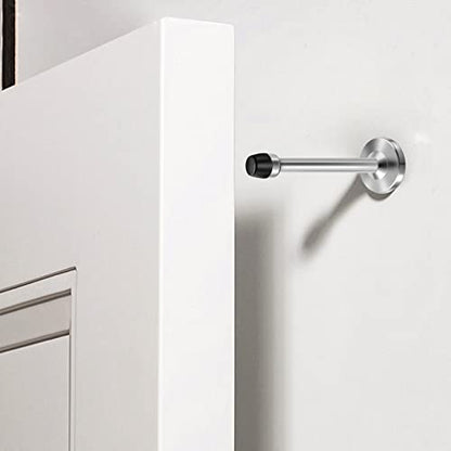 4 Inch Door Stop, Wall Mounted Door Stopper, Brushed Satin Nickel Stainless Steel Doorstop with Rubber Bumper Tips, Silver - size: 4 Inch x 1 Pack