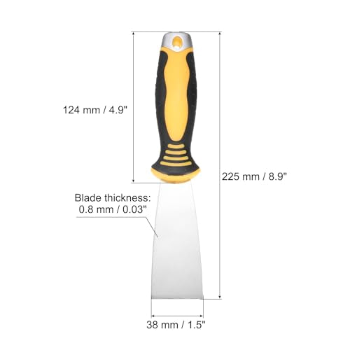uxcell Putty Knife 1.5" High Carbon Steel Paint Scraper Flexible Drywall Repair Mud Knife for Removing Cement Wallpaper Mud Adhesive Taping with Metal Hammer End - size: 1.5"
