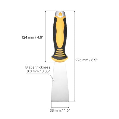 uxcell Putty Knife 1.5" High Carbon Steel Paint Scraper Flexible Drywall Repair Mud Knife for Removing Cement Wallpaper Mud Adhesive Taping with Metal Hammer End - size: 1.5"
