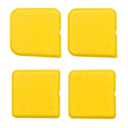 4 Pcs Silicone Caulking Tool Kit Caulk Smoother Caulk Smoothing Tool Sealant Finishing Grout Scraper for Washroom Kitchen Bathroom (2.7x2.7x0.18 in,Yellow)