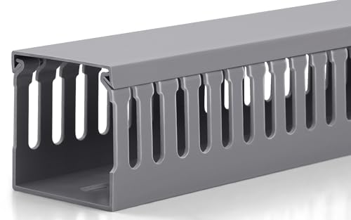 ZhiYo 66in(4X L16.5in) Professional Server Rack Cable Management Raceway, H2in x W2in Cable Raceway Kit, Electrically Safe PVC Open Slot Wire Raceway for Under Desk/Computer/Network Cords, Grey - color: Grey, size: 2in H × 2in W × 66in L