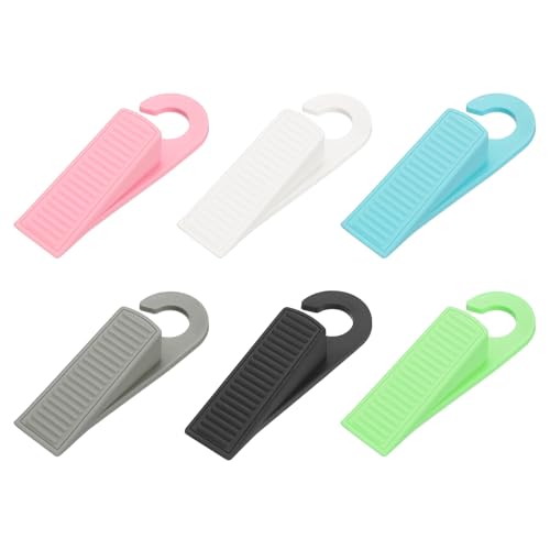 PATIKIL 6 Pcs Doorstops, Rubber Hook Door Stopper Rubber Wedge Door Protector for Bottom of Carpet Hardwood Concrete Tile All Flooring Surfaces, Black/White/Gray/Green/Pink/Blue - color: Black/White/Gray/Green/Pink/Blue
