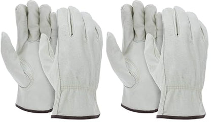 ATERET 12 Pairs X-Large Heavy Duty Durable Cowhide Leather Work Gloves I Driver Gloves for Truck Driving, Warehouse, Gardening, Farming (Pack of 2) - size: X-Large (Pack of 24)