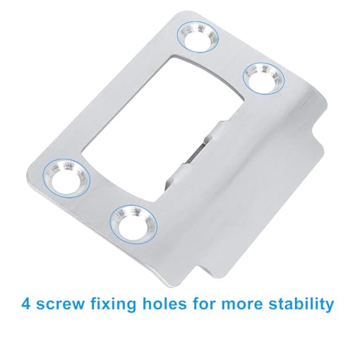 Door Latch Strike Plate, Stainless Steel Door Lock Plate Repair Kit, Universal Security Striker for Fixes Door Won’t Latch, Indoor or Outdoor Security Reinforcement (Silver)