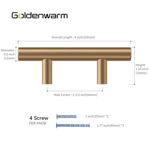 Goldenwarm 5 Pack Champagne Bronze Cabinet Pulls Bronze Drawer Pulls 2-1/2 inch(64mm) Champagne Drawer Handles Brushed Gold Cabinet Handles Kitchen Dresser Door Handware - color: Champagne Bronze, size: 2-1/2in Hole Centers