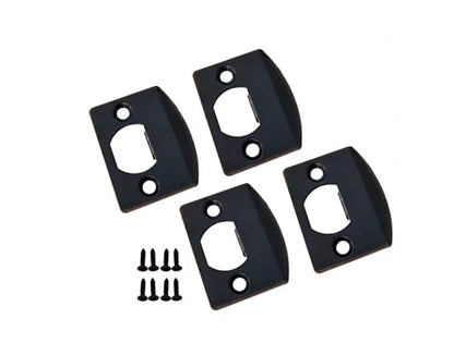QCAA Solid Brass Latch Strike Plate L 2-1/4" x W 1-7/16", Screw Hole CTC 1-5/8", Aged Classic Bronze, Made in Taiwan, 4 Pack - color: Aged Classic Bronze, size: 4 Pack