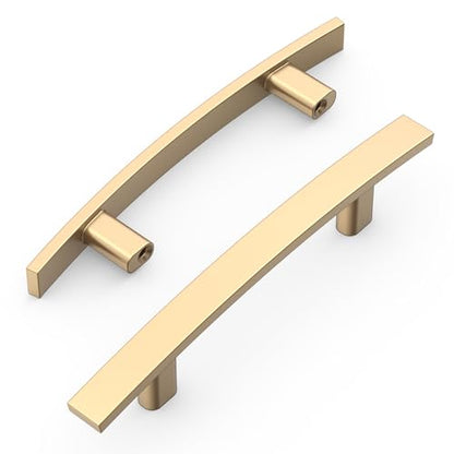 Amerdeco 10 Pack Brushed Brass Cabinet Pulls 3 Inch(76mm) Hole Center Gold Drawer Pulls Cabinet Hardware Kitchen Cabinet Handles for Bathroom ZH0003 - color: Brushed Brass, size: 3"/76MM Hole Center