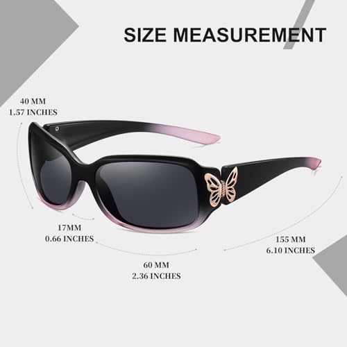 HAOLOTA Women's Polarized Sunglasses - Fashionable Wraparound Butterfly Design with UV400 Protection - color: A05 Gradient Purple Frame/Grey Lens