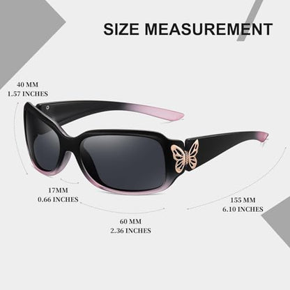 HAOLOTA Women's Polarized Sunglasses - Fashionable Wraparound Butterfly Design with UV400 Protection - color: A05 Gradient Purple Frame/Grey Lens