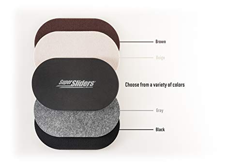 Super Sliders 9 1/2” x 5 3/4” Reusable XL Heavy Furniture Sliders, Felt Floor Protectors for Hardwood Floors, Brown (4 Pack)