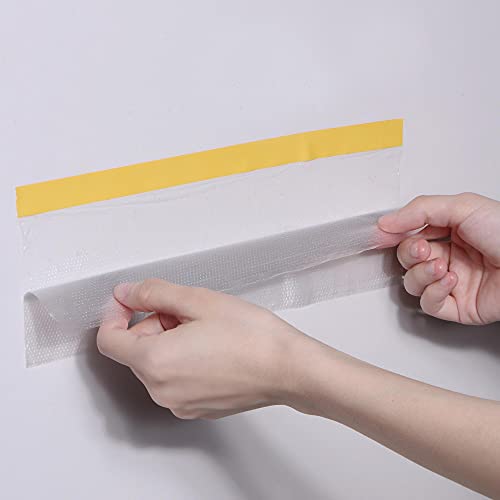 uxcell Pre-Taped Masking Film, 106.3 in x 75 Ft, Plastic Drop Cloth with Low-Tack Painters Tape for Painting Protection - size: 106.3 in X 75 Ft