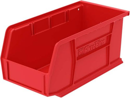 Akro-Mils 30230 AkroBins Plastic Storage Bins, Space-Saving Stackable Bins for Garage, Pantry, Craft Organization, 11" x 5" x 5", Red, 12-Pack - color: Red
