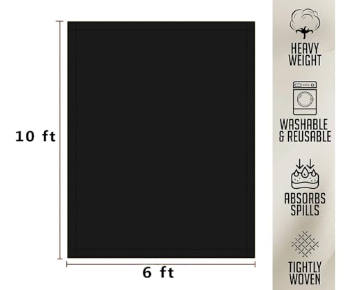 ZUPERIA Black Drop Cloth (6 x 10 Feet - Pack of 2) - Pure Canvas Drop Cloth for Painting, Curtains & Floor Protection Washable & Reusable Tight Woven Paint Cover for Multipurpose use - size: 6 x 10 - 2 Pack