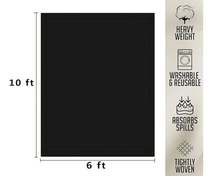 ZUPERIA Black Drop Cloth (6 x 10 Feet - Pack of 2) - Pure Canvas Drop Cloth for Painting, Curtains & Floor Protection Washable & Reusable Tight Woven Paint Cover for Multipurpose use - size: 6 x 10 - 2 Pack