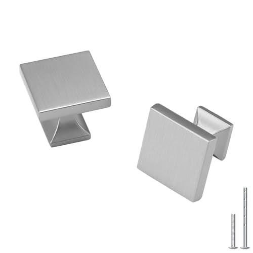 homdiy 10 Pack Cabinet Knobs Brushed Nickel Drawer Knobs - Square Cabinet Knobs for Dresser Drawers Silver MO6785SNB Kitchen Cabinet Knobs - color: Brushed Satin Nickel