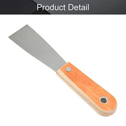 Utoolmart Putty Scraper 1.5" Cr-V Steel Stiff Putty Knives with Wooden Handle for Taping Paint Wall Floor Tile 2Pcs - size: 1.5 inch