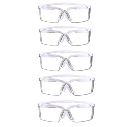 Safety Glasses Anti-fog Clear Safety Goggles Eye Protection Safety Goggles AdjustableTemples,High Transmission, Lightweight & Comfortable Lightweight Protective Glasses. - color: 5 Pcs for White