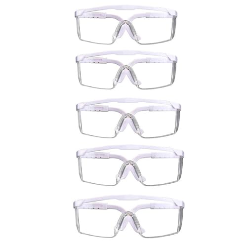 Safety Glasses Anti-fog Clear Safety Goggles Eye Protection Safety Goggles AdjustableTemples,High Transmission, Lightweight & Comfortable Lightweight Protective Glasses. - color: 5 Pcs for White