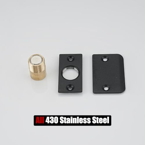 JQK Closet Magnetic Door Ball Catch Hardware, 430 Stainless Steel Catch Adjustable with Strike Plate, Black Finish 2 Pack, HBC120-BK-P2 - color: Black, size: Magnetic 2 Pack