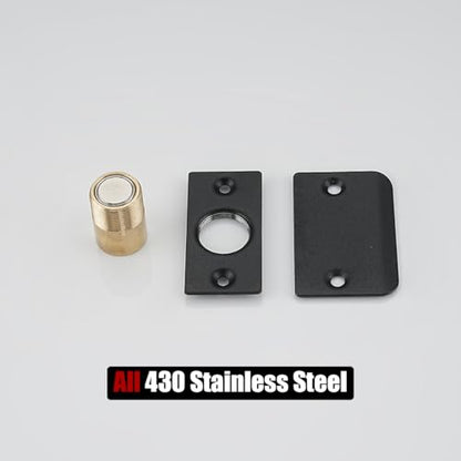 JQK Closet Magnetic Door Ball Catch Hardware, 430 Stainless Steel Catch Adjustable with Strike Plate, Black Finish 4 Pack, HBC120-BK-P4 - color: Black, size: Magnetic 4 Pack