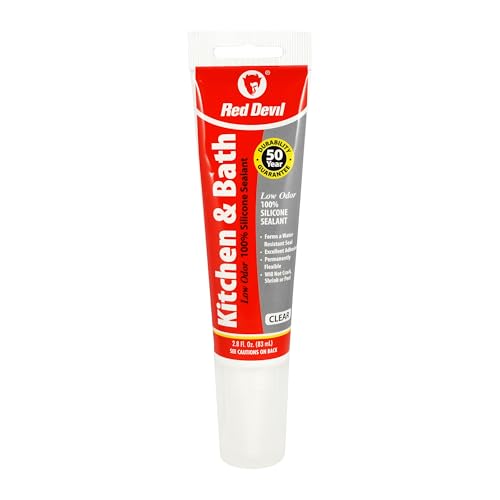 Red Devil 0885 Kitchen & Bath Low Odor Silicone Sealant, 2.8 Oz Squeeze Tube, Clear, Pack of 1 - color: Clear, size: 2.8 Oz., style: 1 - Pack