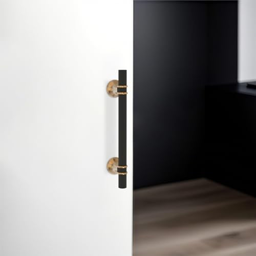 10 Pack 5 Inch Cabinet Pulls knurled Matte Black and Champagne Bronze Kitchen Cabinet Handles Aluminum and Zinc Alloy Drawer Pulls Solid Cabinet Hardware - color: Black and Champagne Knurled, size: 5'' Hole Center(128mm)