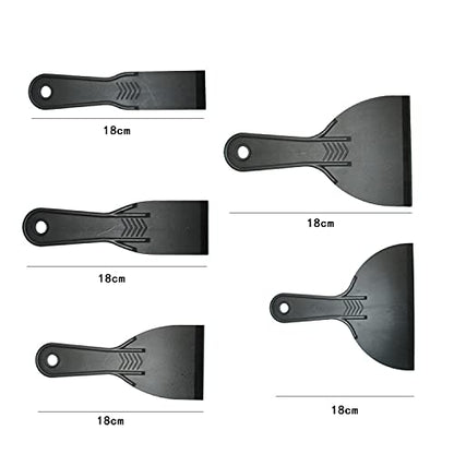 Glosoni Plastic Putty Knife Set Plastic Putty Knives Flexible Paint Scrapers Tool Flexible Scraper Set Plastering Tool Filling Knife Set for Patching,Spackling,Wallpaper (Black, 5 Pcs)