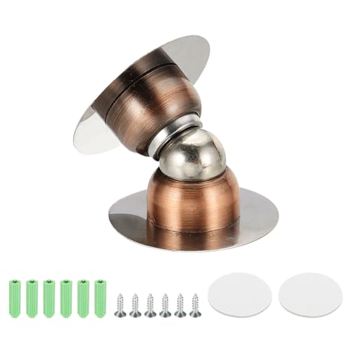 uxcell 1.9" Magnetic Door Stoppers, Wall Floor Mounted Magnetic Door Catch Holder, Stainless Steel Door Stops for Bedroom, Bathroom, Kitchen, Office, Red Copper - color: Copper, size: 1.9"