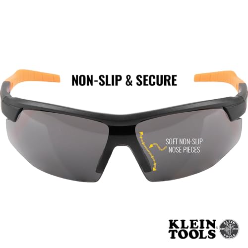 KLEIN TOOLS 60160 Safety Glasses, PPE Protective Eyewear with Semi Frame, Scratch Resistant and Anti-Fog, Gray Lens - color: Gray Lens, size: Single