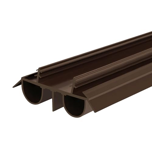 36" Kerf Slide-in Double Bulb Seal Weatherstrip Door Bottom – Durable Seal for Energy Efficiency & Draft Protection (Brown) - color: Brown