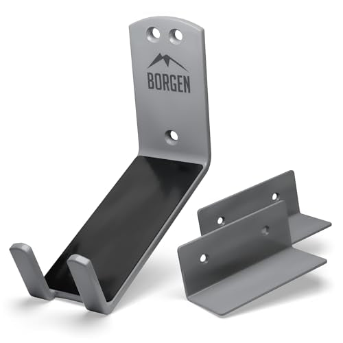 Borgen Bike Wall Mount Pedal Hook for E-Bikes, MTB & Road - Bicycle Wall Mount with Support Brackets and Wall Protection Pads, Suitable as Bike Rack Garage Bike Storage Shed and Bicycle Storage Indoor - color: Grey, size: Set of 1
