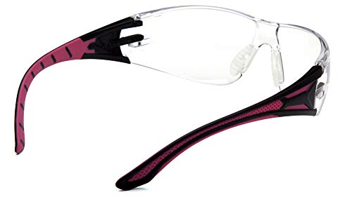Pyramex Endeavor Plus Safety Glass Black/Gray Frame With Foam Padding Clear H2MAX Anti-fog Lens - color: Clear H2x Anti-fog Lens/ Black-pink Frame, style: Standard