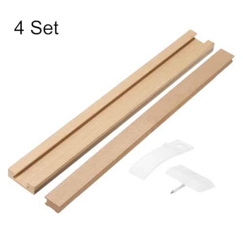 uxcell 4 Set Wooden Drawer Slides, 19-3/4 (50 CM) Classic Wood Center Guide Track with Plastic Slide Glide Bracket, Wood Drawer Glides Bottom Rails Replacement Kit - size: 19-3/4