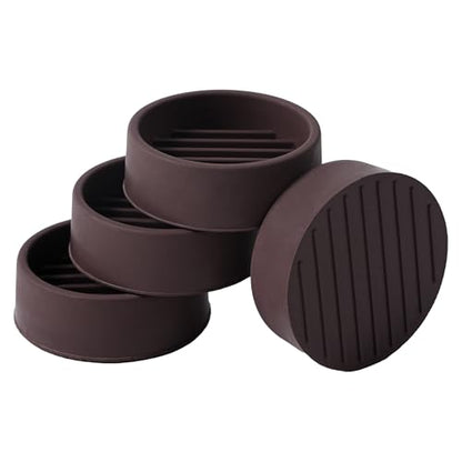 1.5x1.5 Round Rubber Furniture Caster Cups, Anti-Sliding Furniture Pads Bed Stopper Floor Protectors with Grip - Protect Any Flooring - size: 4 Pcs Brown