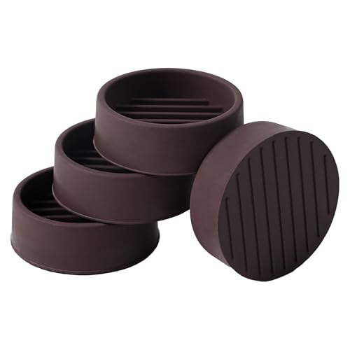 1.5x1.5 Round Rubber Furniture Caster Cups, Anti-Sliding Furniture Pads Bed Stopper Floor Protectors with Grip - Protect Any Flooring - size: 4 Pcs Brown