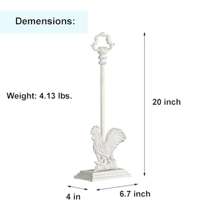 Heavy Duty Cast Iron Rooster Door Stopper, 20 Inch Tall Door Stop with Rod & Handle for Home, Farmhouse, Office - Rustic Décor - size: Distressed White - Rooster
