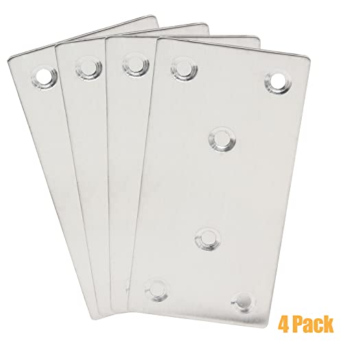 4pcs Metal Flat Straight Brace Bracket, 4'' x 2'' (L x W) Stainless Steel Mending Plate, Joining Bracket Wood Connectors for Furniture Corner Braces with Screws (Silver) - size: 4'' x 2''/ 100mm x 50mm, style: Silver-4pcs
