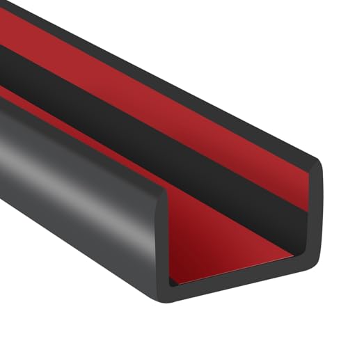 Rubber Edge Trim, Flexible Self Adhesive U Shaped Peel and Stick Edge Banding, 1-1/2"(38mm) U Channel Edge Protector, Edge Guards for Woods, Furniture, 20Ft, Black Color - color: Black, size: Fit 1-1/2" - L20'