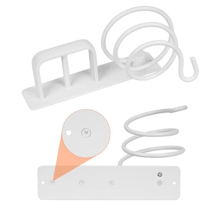 YUET Hair Dryer Holder Hairdryer Station Wall Mounted Shelf Bracket Straightener Stand Hanger Organizer Blow Storage with Cable Tidy Rack for Dressing Table Bathroom Aluminum Professional, White - color: White