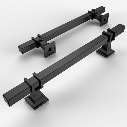 Amerdeco 10 Pack Matte Black Cabinet Pulls 6.3 Inch(160mm) Hole Center Drawer Pulls Cabinet Hardware Kitchen Cabinet Handles for Bathroom ZH0067 - color: Matte Black, size: 6.3"/160MM Hole Center