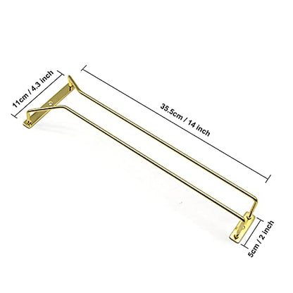 14-Inch Gold Wine Glass Rack, Under Cabinet Wine Glass Holder Stainless Steel Stemware Rack - Hanging Stemware Holder for Cabinet Kitchen Bar, Set of 4 - color: Gold, size: 14 Inch 4 Pack