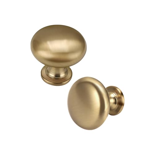 Solid Brass Cabinet Knobs 15 Pack, Brushed Gold Drawer Knobs, Antique Brass Dresser Knobs, Warm Gold Kitchen Furniture Hardware, Diameter 1-1/5" - color: Warm Gold