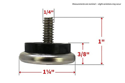 Shepherd Hardware 9451 1-1/4-Inch Threaded Stem Furniture Glides, 1/4-Inch Stem Diameter, Metal Base with Rubber Cushion, 4 Count (Pack of 5),Silver - size: 1-1/4-Inch (Pack of 5)