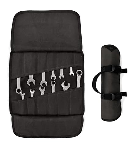 Under NY Sky Tool Roll Organizer, Heavy-Duty Wrench Bag, Portable Hand Tool Pouch for Mechanics, Electricians, and Hand Tools - color: 14 Slots Gray