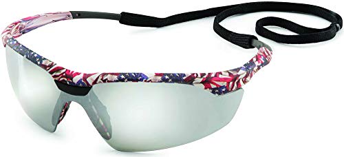 Gateway Safety 28US8M Conqueror Wraparound Eye Safety Glasses, Silver Mirror Lens, Old Glory Camo Frame - color: Silver Mirror Lens / Old Glory Camo Frame, size: Standard