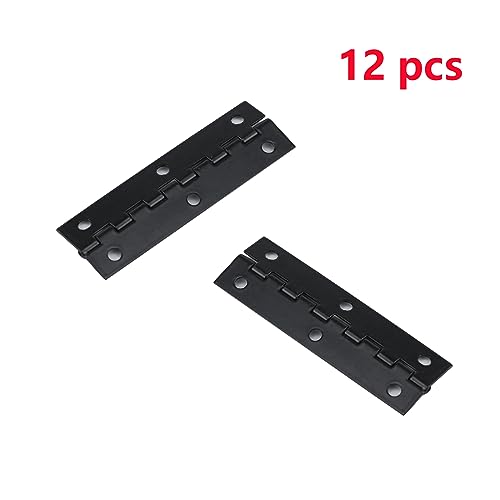 Antrader 2.9" x 0.9" Long Folding Hinges, Cabinet Gate Closet Door Hinge, Home Furniture Hardware with Mounting Screws, Black, Pack of 12 - color: Black, size: 2.9" x 0.9", 12pcs