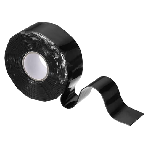 uxcell Self Fusing Silicone Tape, 1" x 10ft Waterproof Water Leak Sealing Tape for Plumbing Pipe Hose Repair Handles, Black (0.5mm Thick) - color: Black